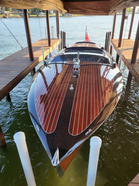 Hugh Saint Shearliner, in water docked looking at bow