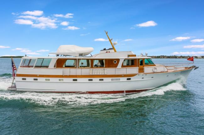 Great Wooden Boats Available for Sale & Lease, powerboat underway starboard side view