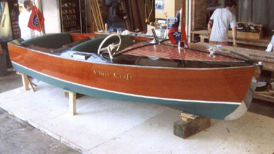 Great Wooden Boats Available for Sale & Lease, chris craft on trailer starboard side view
