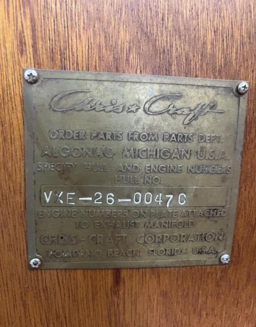 1968/2018 CHRIS-CRAFT CAVALIER CUTLASS 27, Builders Plate