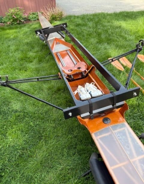 Classic Staempfli Single Scull--1976, on grass