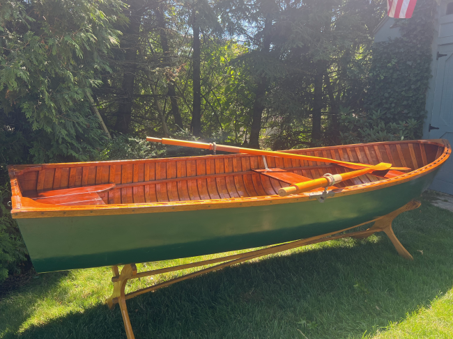 Classic Wooden Rowboat 12', on the hard starboard side view