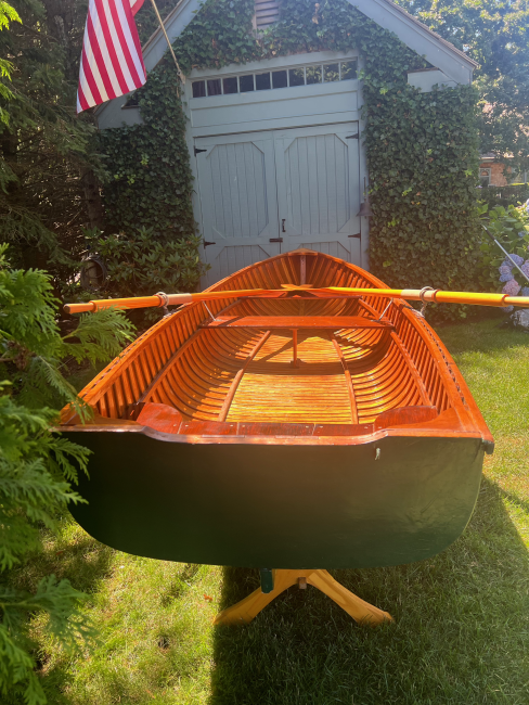 Classic Wooden Rowboat 12', stern side view