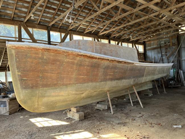 Core Sound Sink Netter style round stern, stored inside port side view