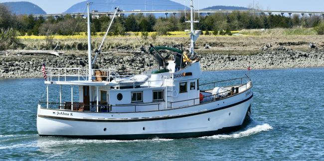 58 Foot William Garden Heavy Timber Motor Yacht Built 1952, underway starboard side