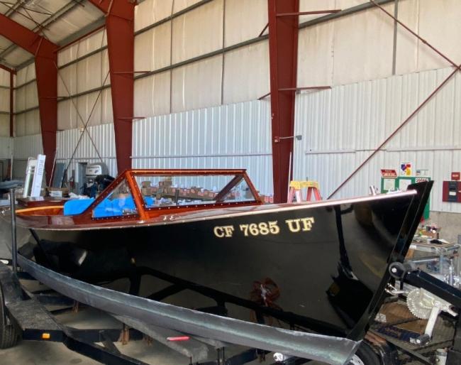 Atkins 22 , on trailer, starboard side view