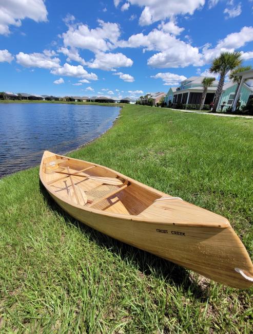 Handmade wooden canoe 