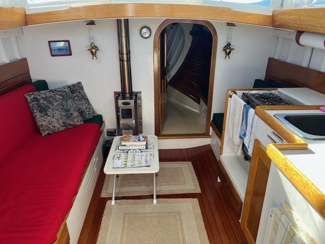 30’ BOLGER CAT-YAWL, inside of cabin view