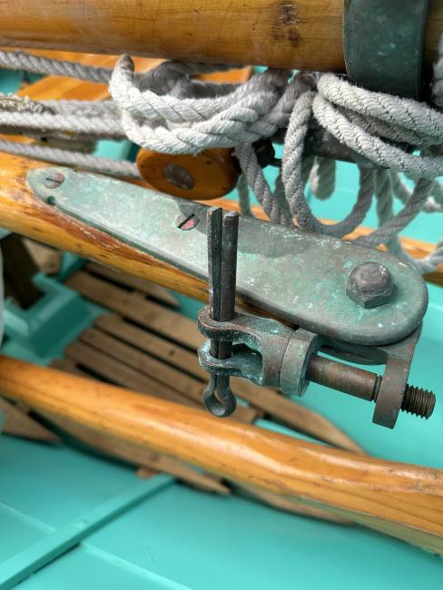 21-Foot Beachcomber Alpha Sailing Dory for sale, rigging up close