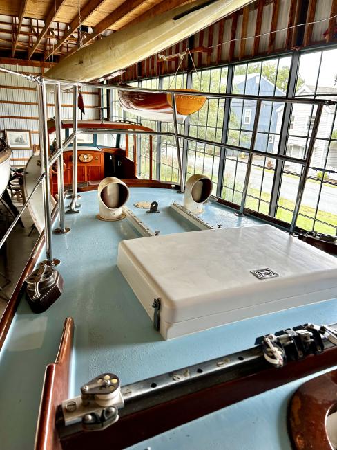 Spirit 39’ Sloop, stored inside, looking toward stern