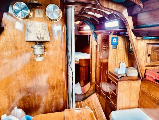 Rainmaker 1963 Yawl 39' bright finish, inside view