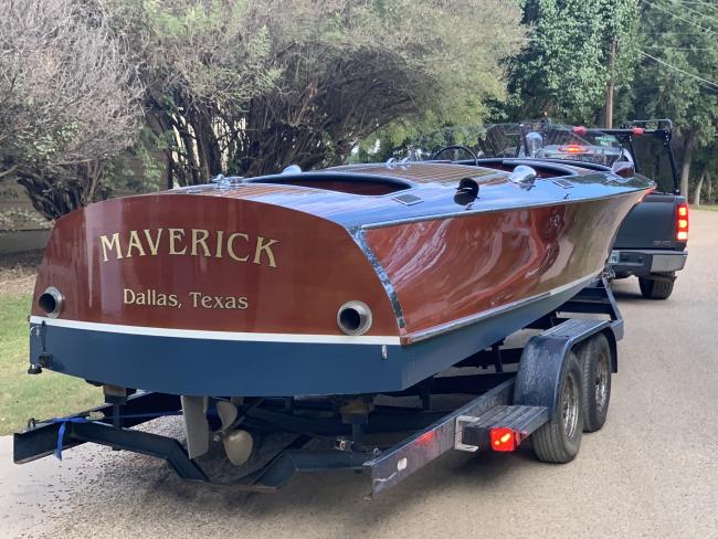 Hugh Saint Shearliner, on trailer looking at bow