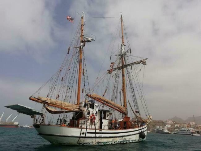 60' 1939 Custom Danish Hajkutter Gaff Ketch For Sale , in water port side view