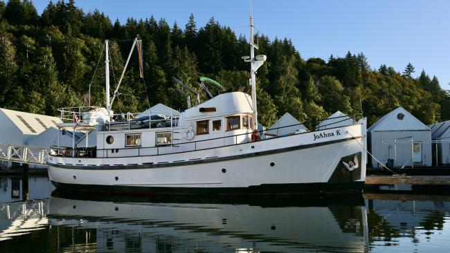 58 Foot William Garden Heavy Timber Motor Yacht Built 1952, in water starbaord side