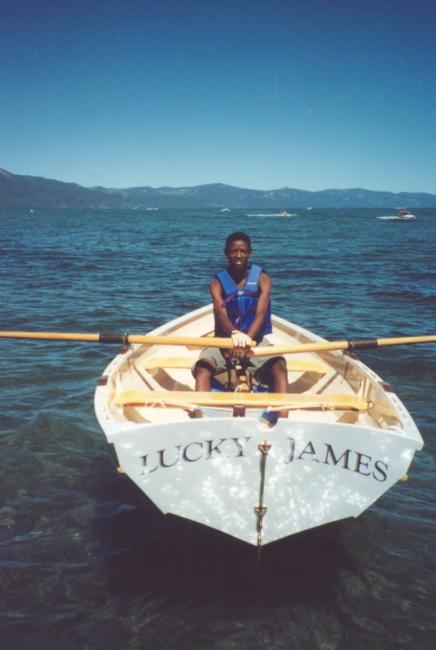 For Sale: 12'-10" Pooduck Skiff, underrow view of stern
