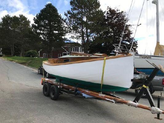 Fenwick Williams 18' Catboat Alden No. 838 with Tender and Brand New Trailer, on trailer starboard side view