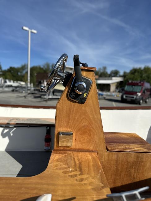 CLC Peeler Skiff 16', up close view of wheel from starbaord side