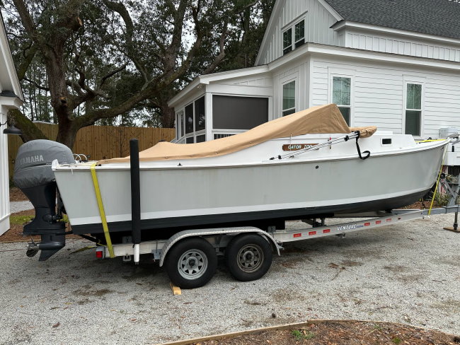 Chesapeake Bay Cruiser, on trailer port side view