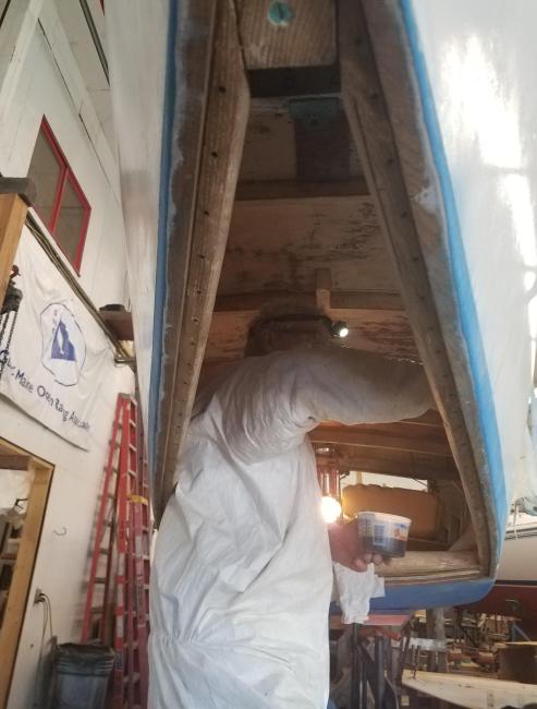 International 210 Hull No. 228 Restoration Complete, view underneath