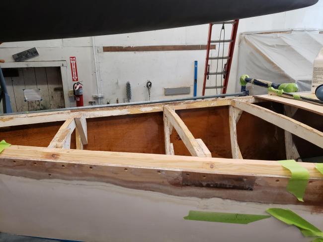 International 210 Hull No. 228 Restoration Complete, work being done