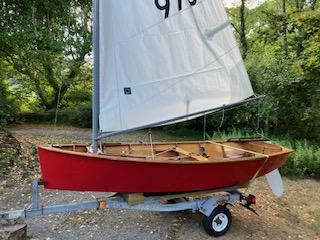 2008 Bristol Seacraft Penguin, on trailer, sail up port side view