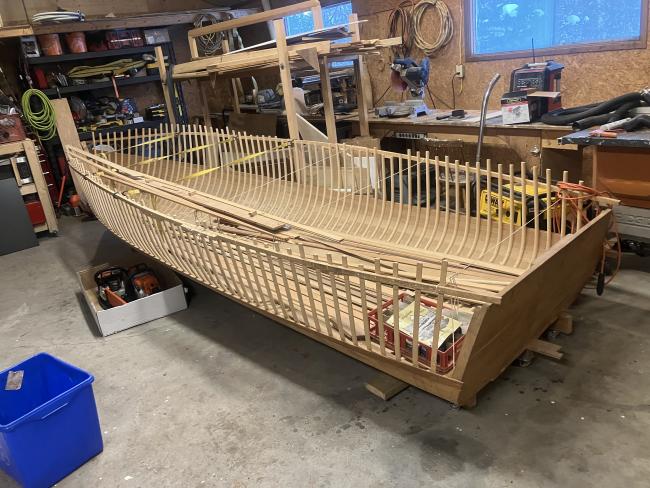 Little over half finished cedar strip boat. FREE.