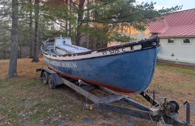 Mark ll Motor Whaleboat  For Free, on trailer starboard side view