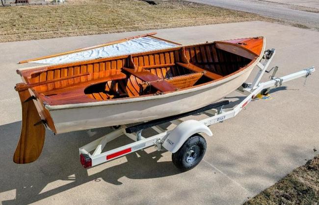 1961 Old Town 11 1/2' Sailing Dinghy, on trailer starboard side view