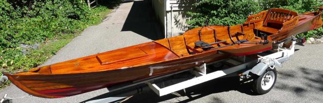 Thames River Skiff, on trailer port side