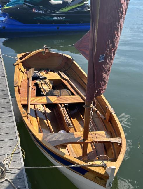 Penobscot 14, docked starboard side, view from above bow end