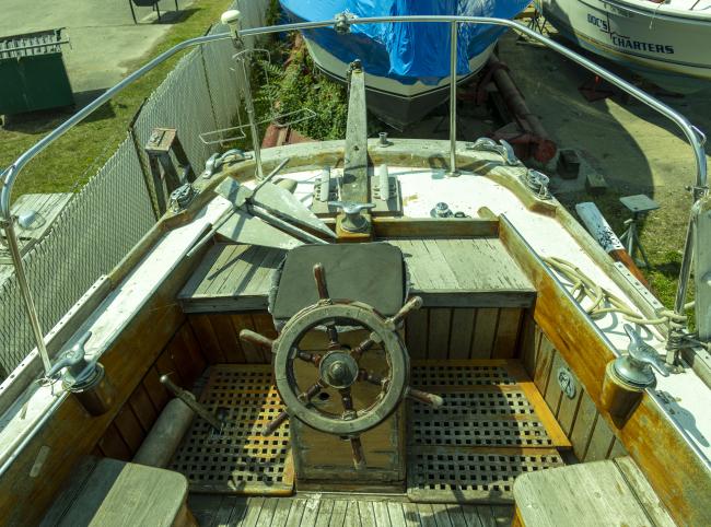 1936 Blue Moon Alden Design Cutter/Sloop, wheele and deck