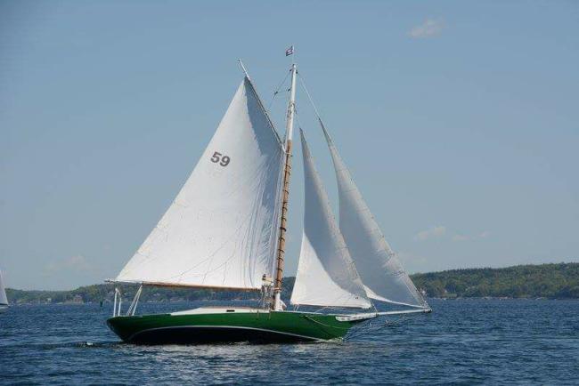 32' Friendship Sloop "Sarah Mead", undersail starboard side view