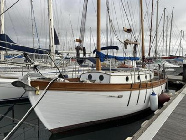 TAHITI KETCH 1978, docked, bow port side view