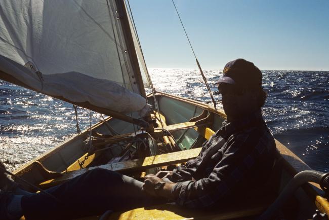 21-Foot Beachcomber Alpha Sailing Dory for sale, underail booking toward bow