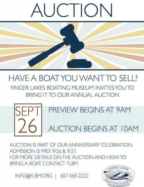 Finger Lakes Boating Museum Annual Auction poster.