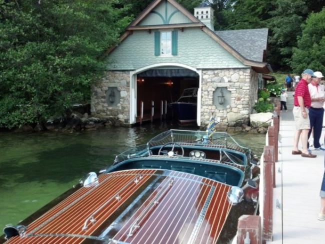 Visit 6 boathouses on Lake Winnipesaukee via vintage boat, vintage car, or  your own car