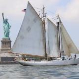 Arctic schooner BOWDOIN and Lady Liberty. Photo courtesy ACB Facebook.