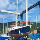  "Tip Toes," a 34' Benford Dory junk rig schooner (Badger)