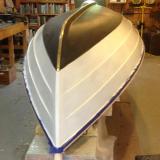 17' LOA Cape Split Peapod, bottom of boat upside down in shop