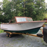 18' plywood runabout, trailer starboard side