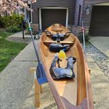 Annapolis Wherry Wooden Sliding Seat Row Boat, on stands
