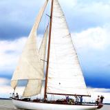 Classic Wooden Sailing Yacht ARIEL, in water undersail