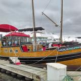 54' Authentic Chinese Junk Boat, docked starboard side view
