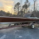 1967 Von Hacht Flying Dutchman 20'. on trailer sunset behind