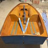 English Wooden Optimist Dinghy – Hull No. K3658, view of boat from stern