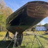 HINCKLEY 44' YAWL, on stands transom view