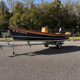 CLC Peeler Skiff 16', on trailer port side view