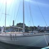 1941 47' Ed Monk Sr Custom Designed Ketch, in water, starboard side view