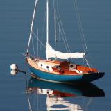 BRIDGES POINT 24, Sail #37, moored in water port side stern view