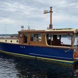 Pinaud 37 motor cruiser, in water port side view
